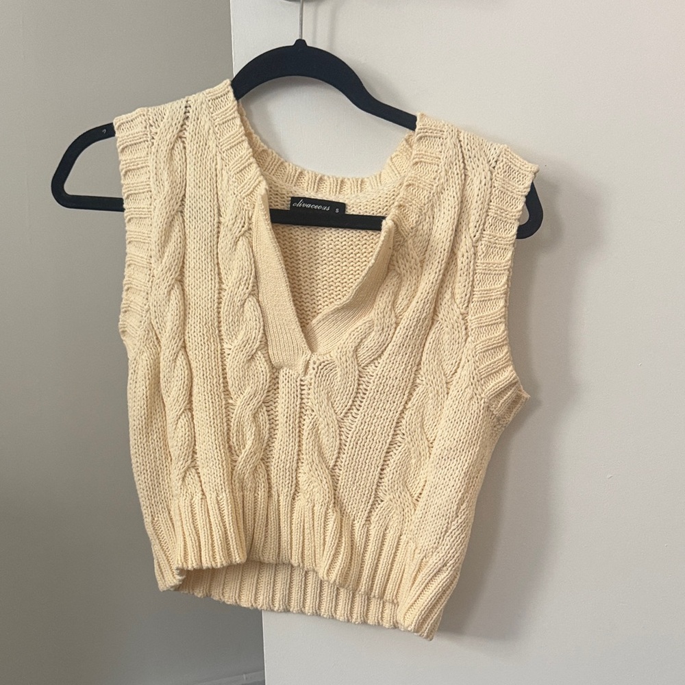 Olivaceous Ivory Knit Sweater Vest
